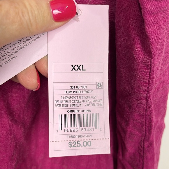 Wild Fable Womens Dress Plum Purple XXL Adj Straps Smocking Open Back Zip NWT - Picture 4 of 12